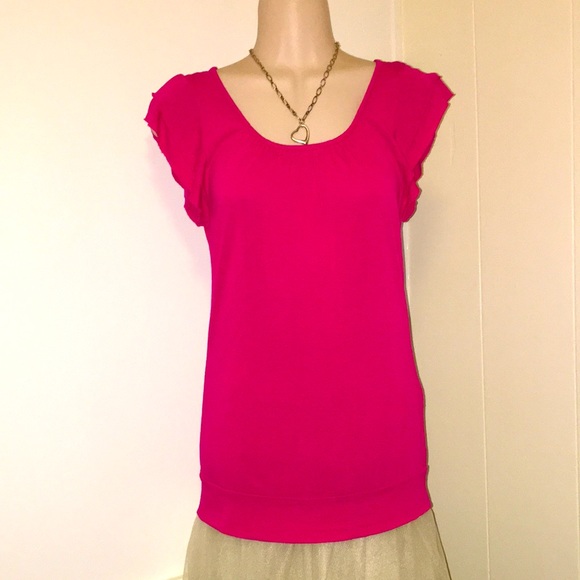 FOREVER USA made vintage Hot pink 100% Modal SOFT Back Tie banded waist tunic S - Picture 1 of 17